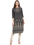 Ahalyaa Women Grey Printed Straight Kurta | Grocsy