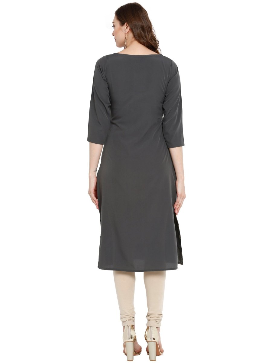 Ahalyaa Women Grey Printed Straight Kurta | Grocsy