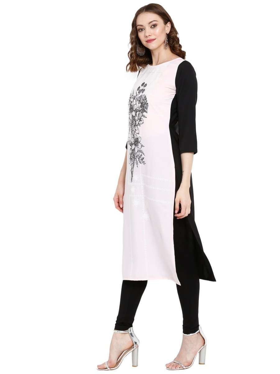 Ahalyaa Women Pink Printed Straight Kurta | Grocsy