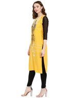 Ahalyaa Women Yellow Printed Straight Kurta | Grocsy