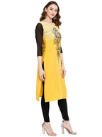 Ahalyaa Women Yellow Printed Straight Kurta | Grocsy