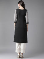 Ahalyaa Women's Black Straight Kurta | Grocsy