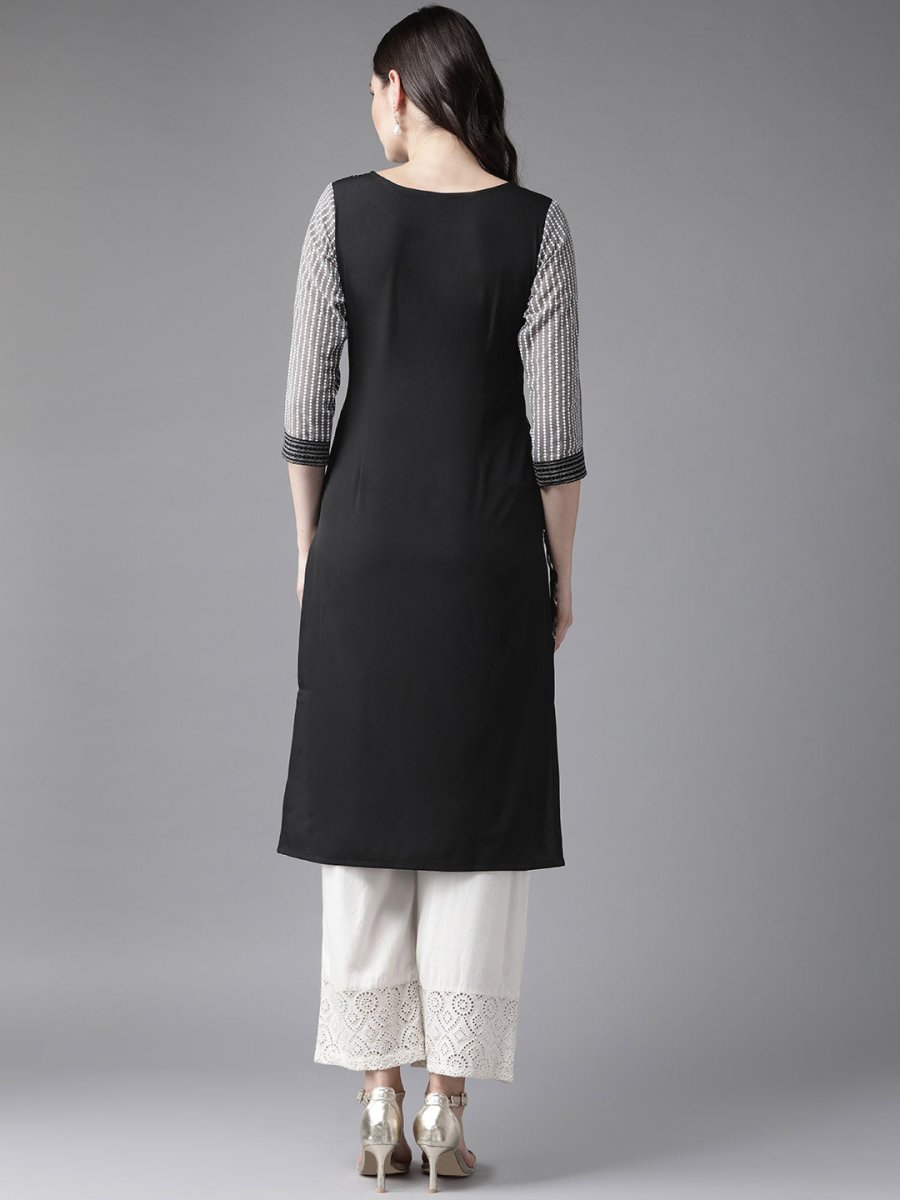 Ahalyaa Women's Black Straight Kurta | Grocsy