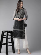 Ahalyaa Women's Black Straight Kurta | Grocsy