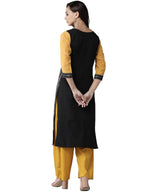 Ahalyaa Black & Grey Screen Print Straight Kurta | Grocsy