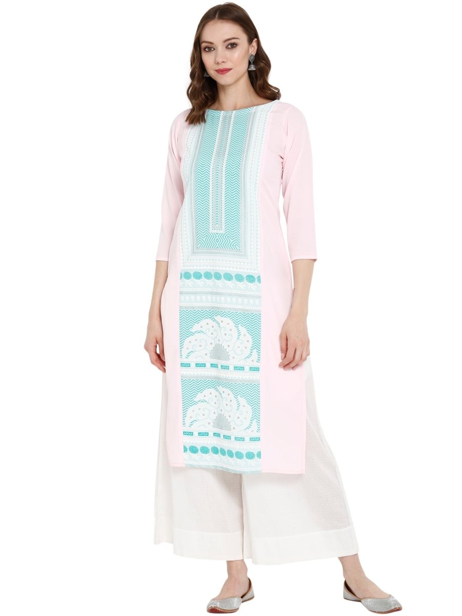Ahalyaa Women Pink Printed Straight Kurta | Grocsy