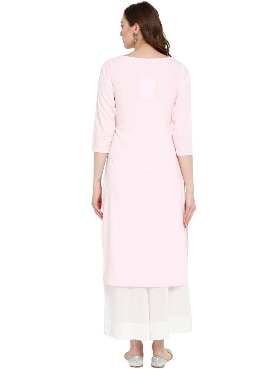 Ahalyaa Women Pink Printed Straight Kurta | Grocsy
