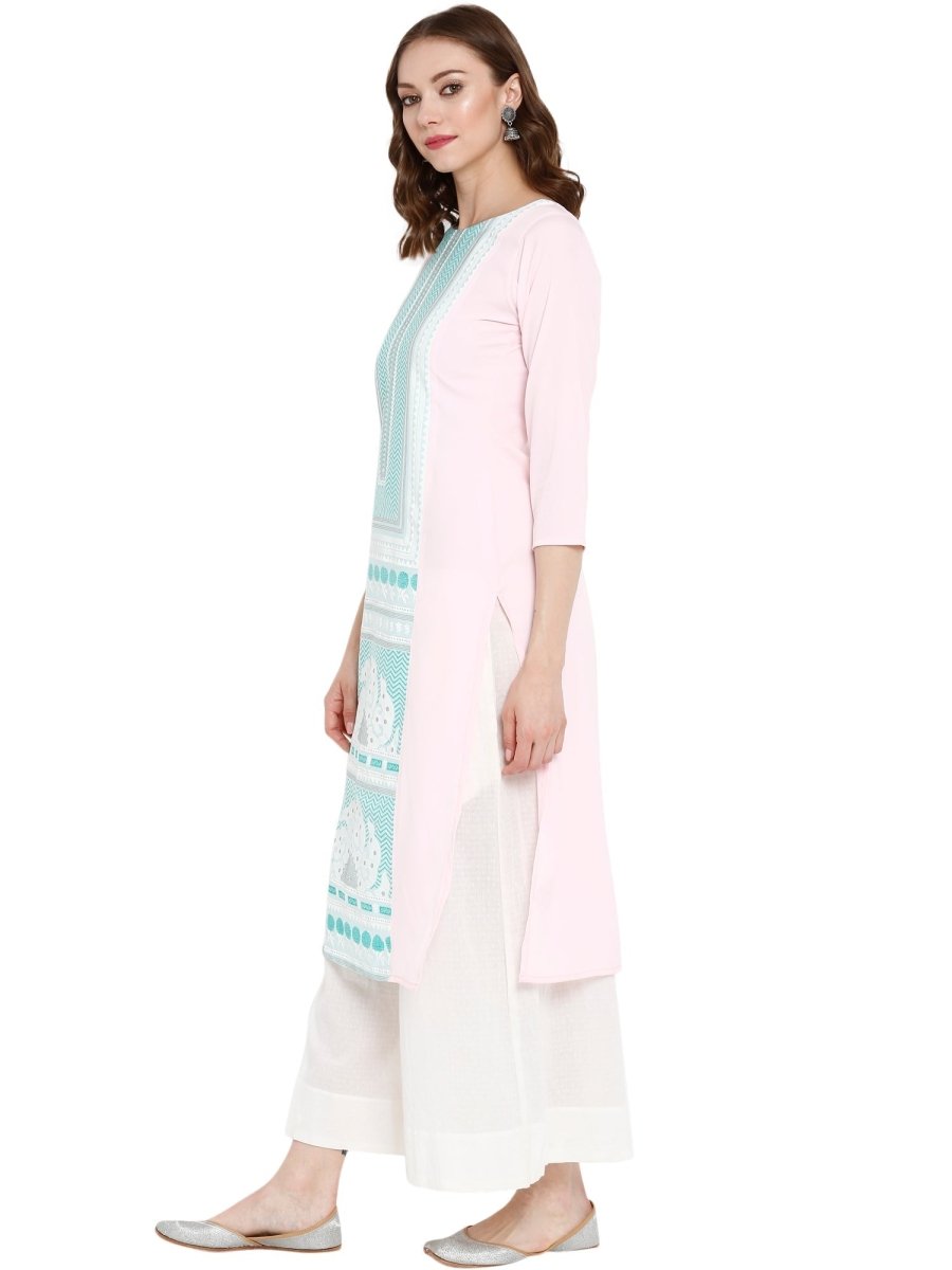 Ahalyaa Women Pink Printed Straight Kurta | Grocsy