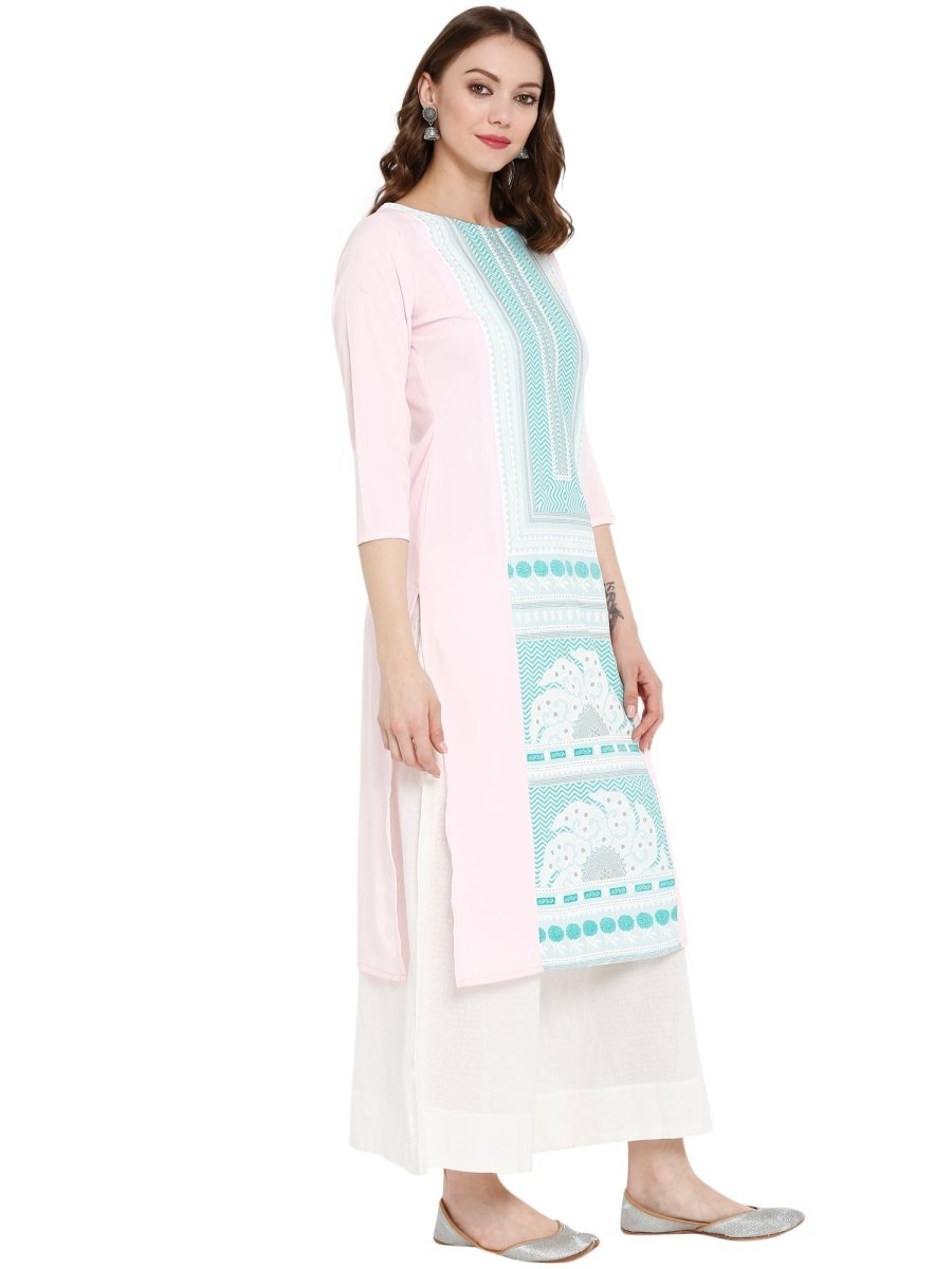 Ahalyaa Women Pink Printed Straight Kurta | Grocsy