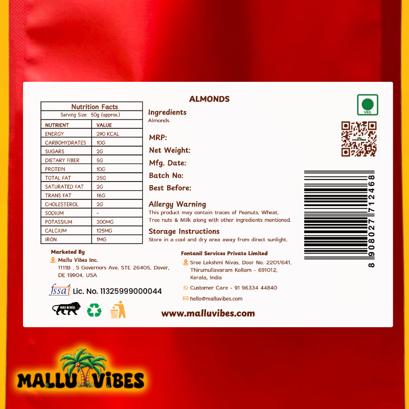Mallu Vibes Almonds | Grocsy