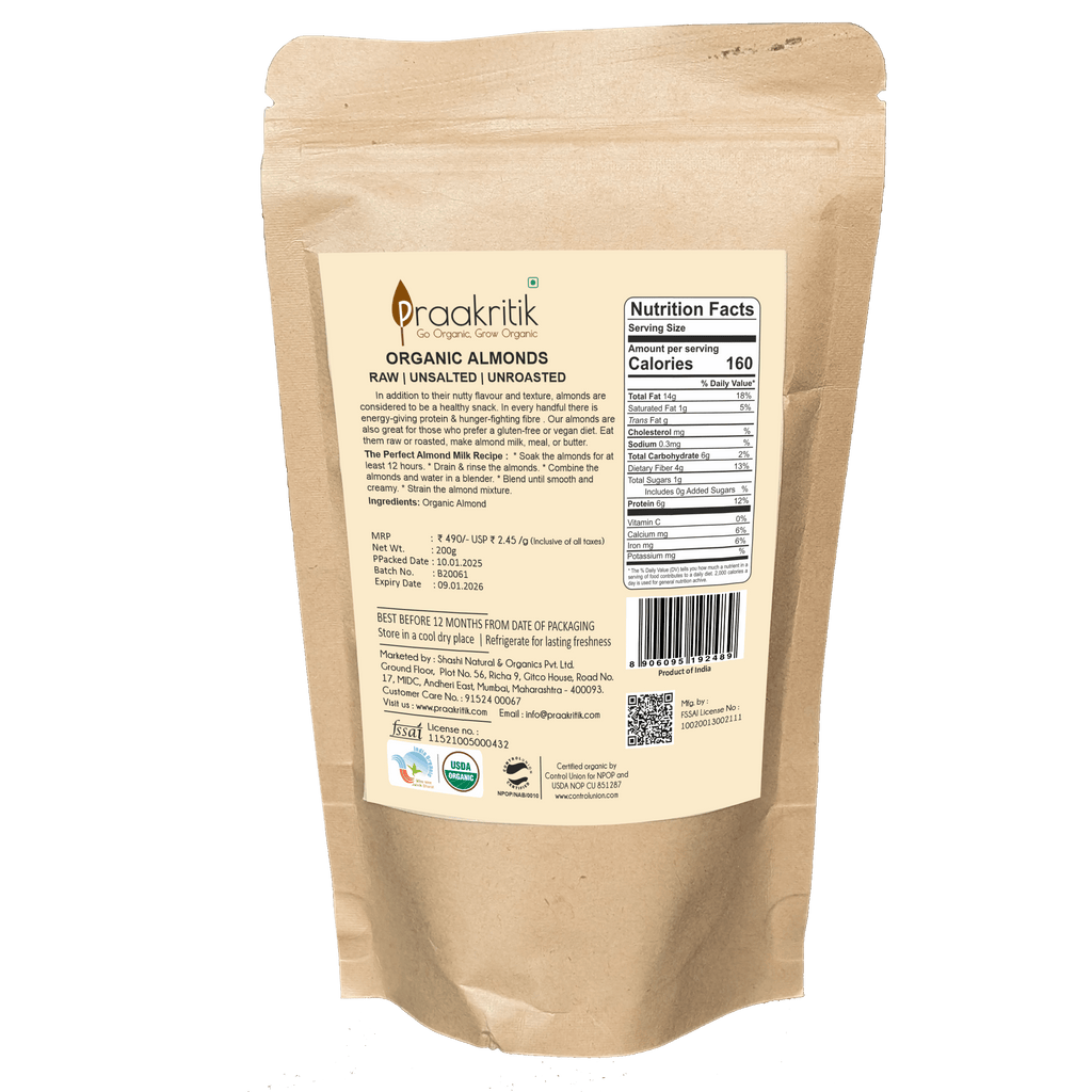 Praakritik Organic Almonds | Grocsy