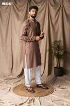 Brown Rayon Thread Embroidery Work Kurta Set - Mahotsav | Grocsy