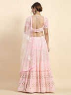 Jyoti Fashion Stunning Baby Pink Faux Georgette 3MM Sequins with Thread & Jari Embroidery Lehenga Choli with Dupatta | Grocsy