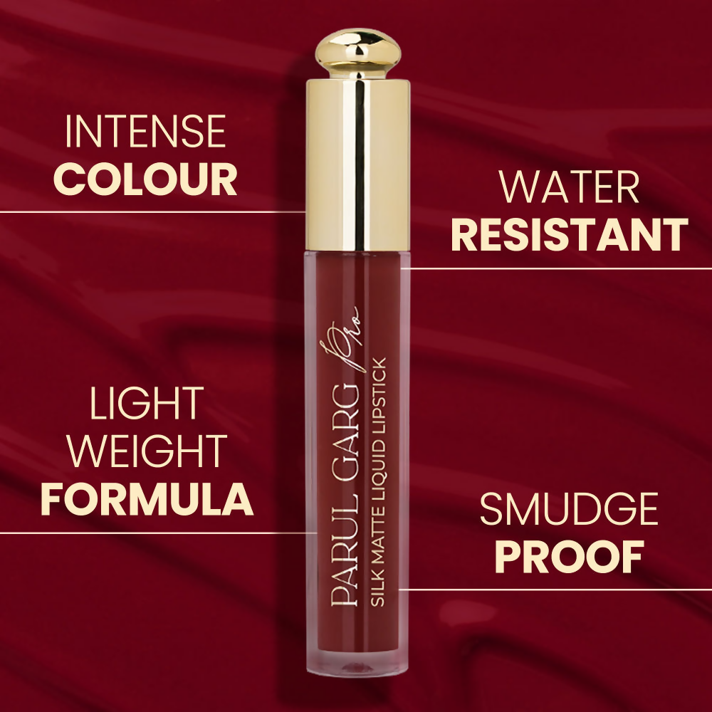 Parul Garg Beauty Silk Matte Liquid Lipstick, Long Lasting & Transfer-Proof - Primrose, Deep Maroon | Grocsy