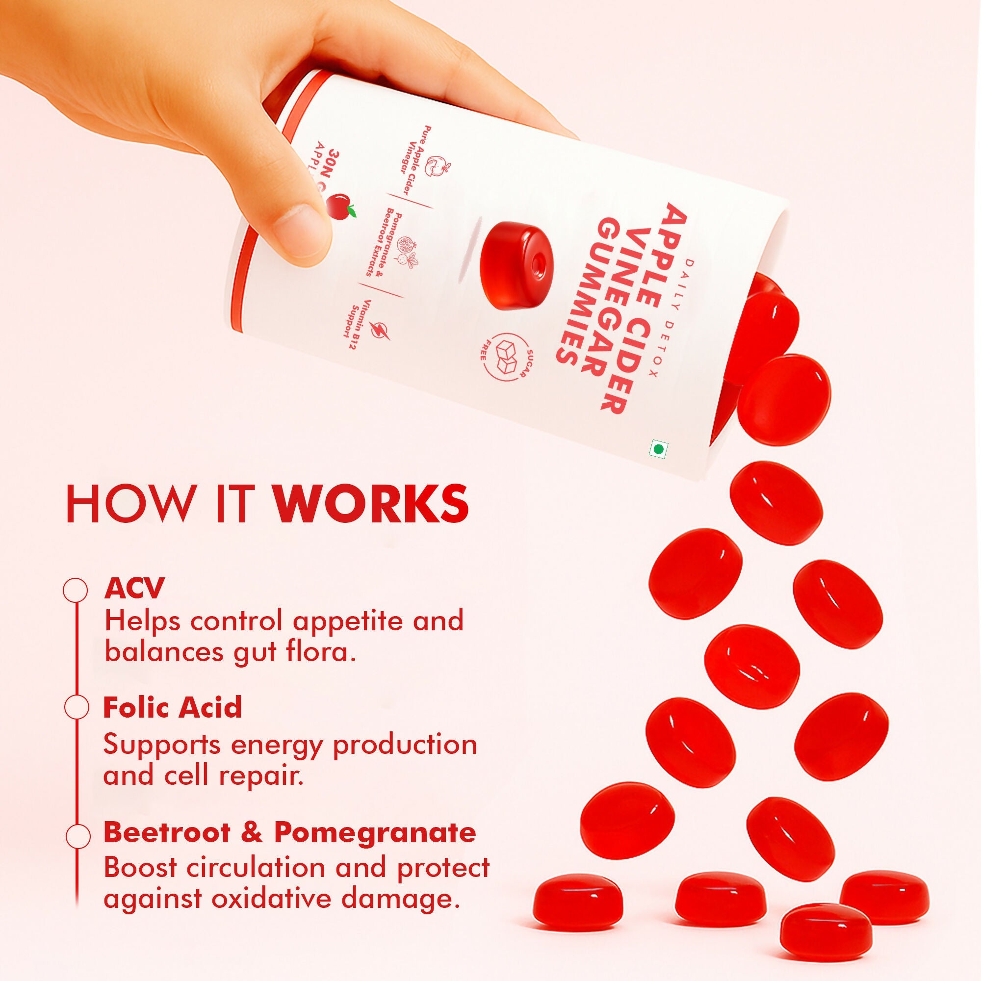 Dr. Morepen Apple Cider Vinegar Gummies - Apple Flavor | Grocsy