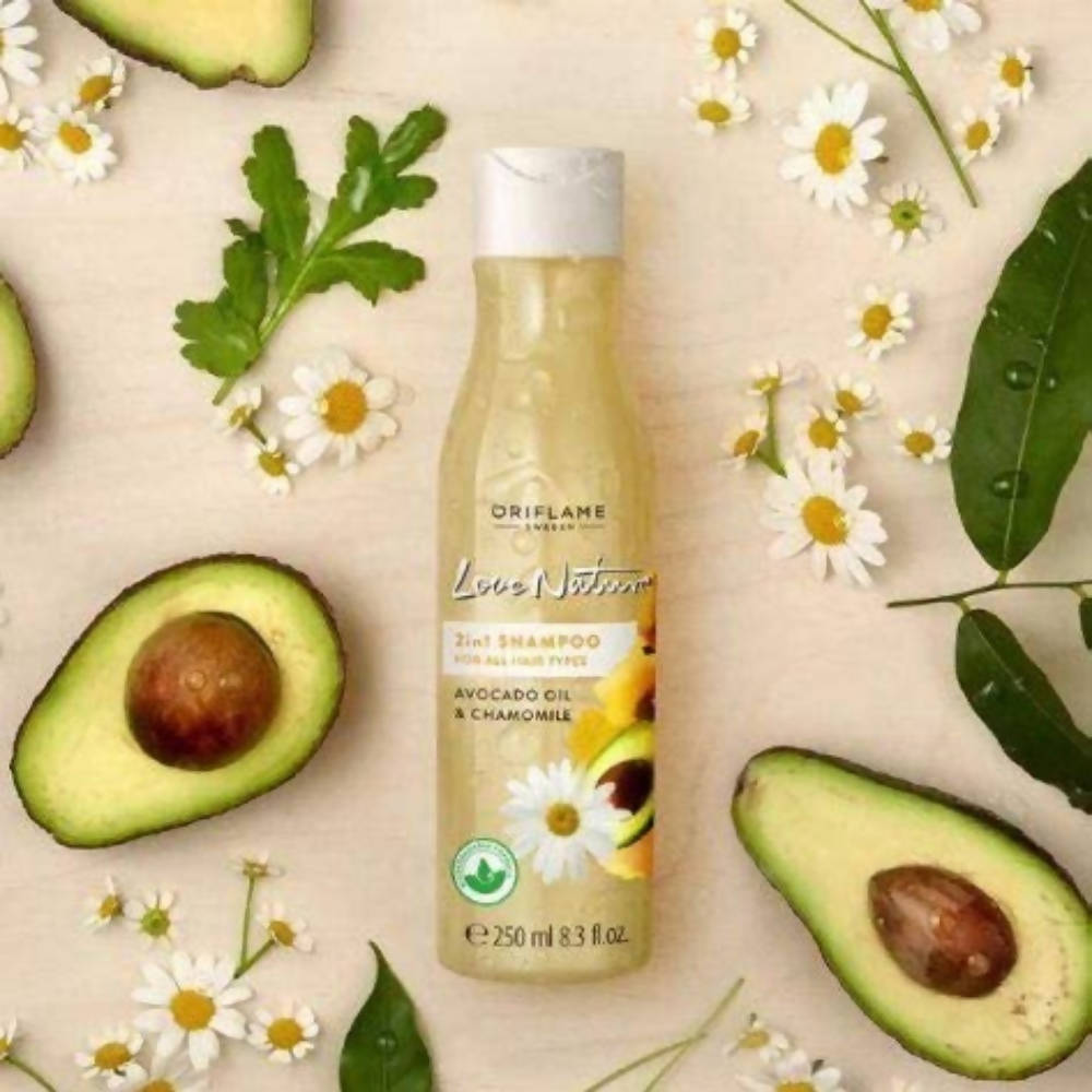 Oriflame Love Nature 2 in 1 Shampoo for All Hair Types - Avocado Oil & Chamomile | Grocsy