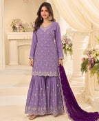 KC Designer Lilac 3 Piece Salwar Suit For Women Indian Wear | Grocsy