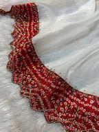 Joban Fashion White Tissue Gold Crush Party Wear Sarees | Grocsy