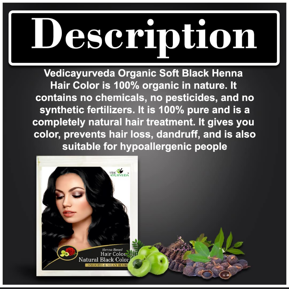 VedicAyurveda Henna Hair Color - Black | Grocsy