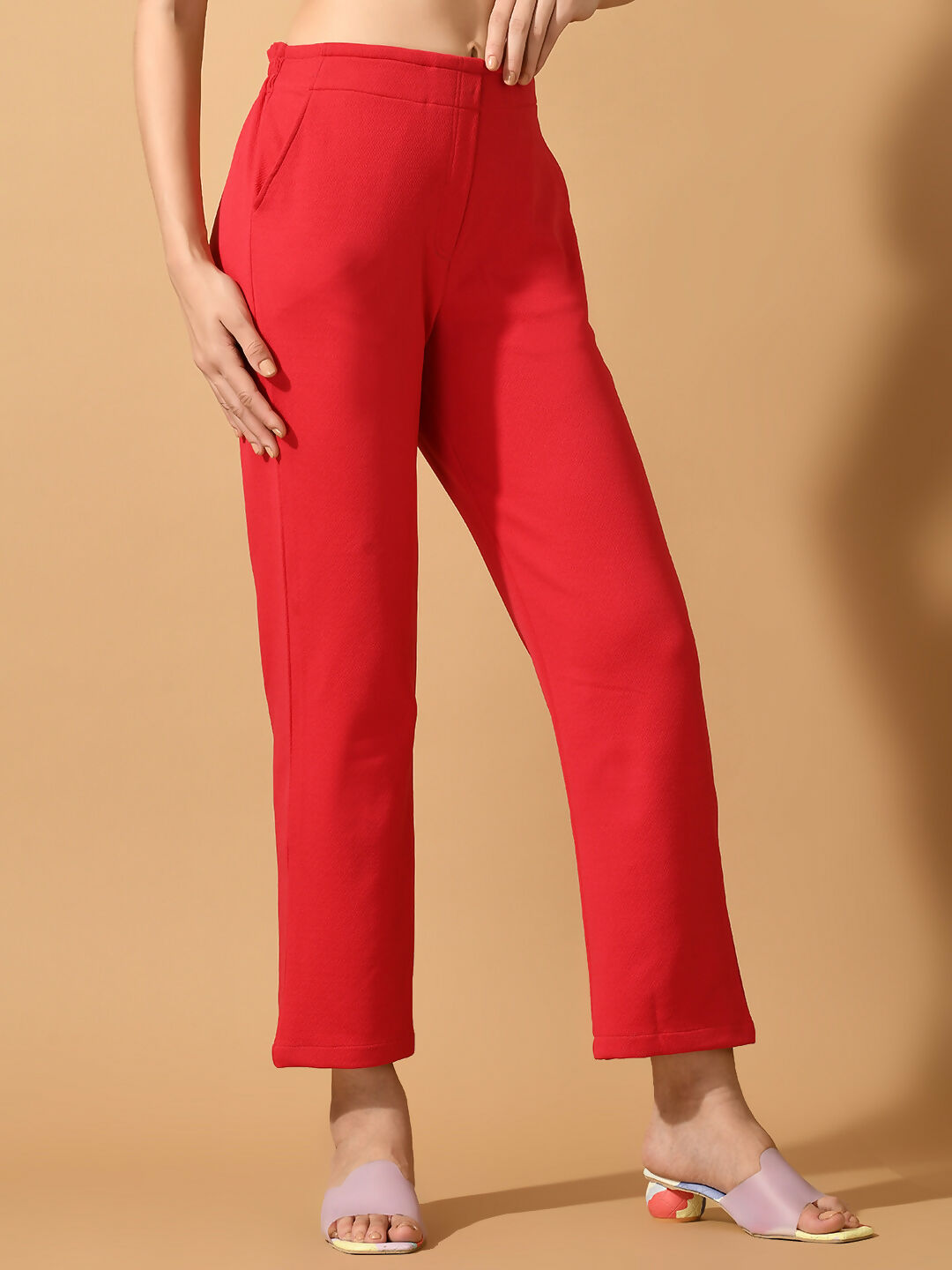 Myshka Women's Pink Straight Fit Party Trouser | Grocsy