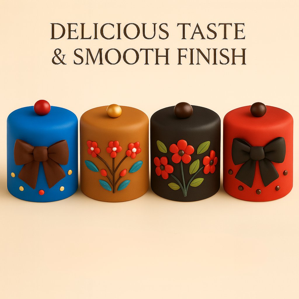 Confect Multipack of Royal Blue, Brown, Black and Red Sugarpaste 20 | Grocsy
