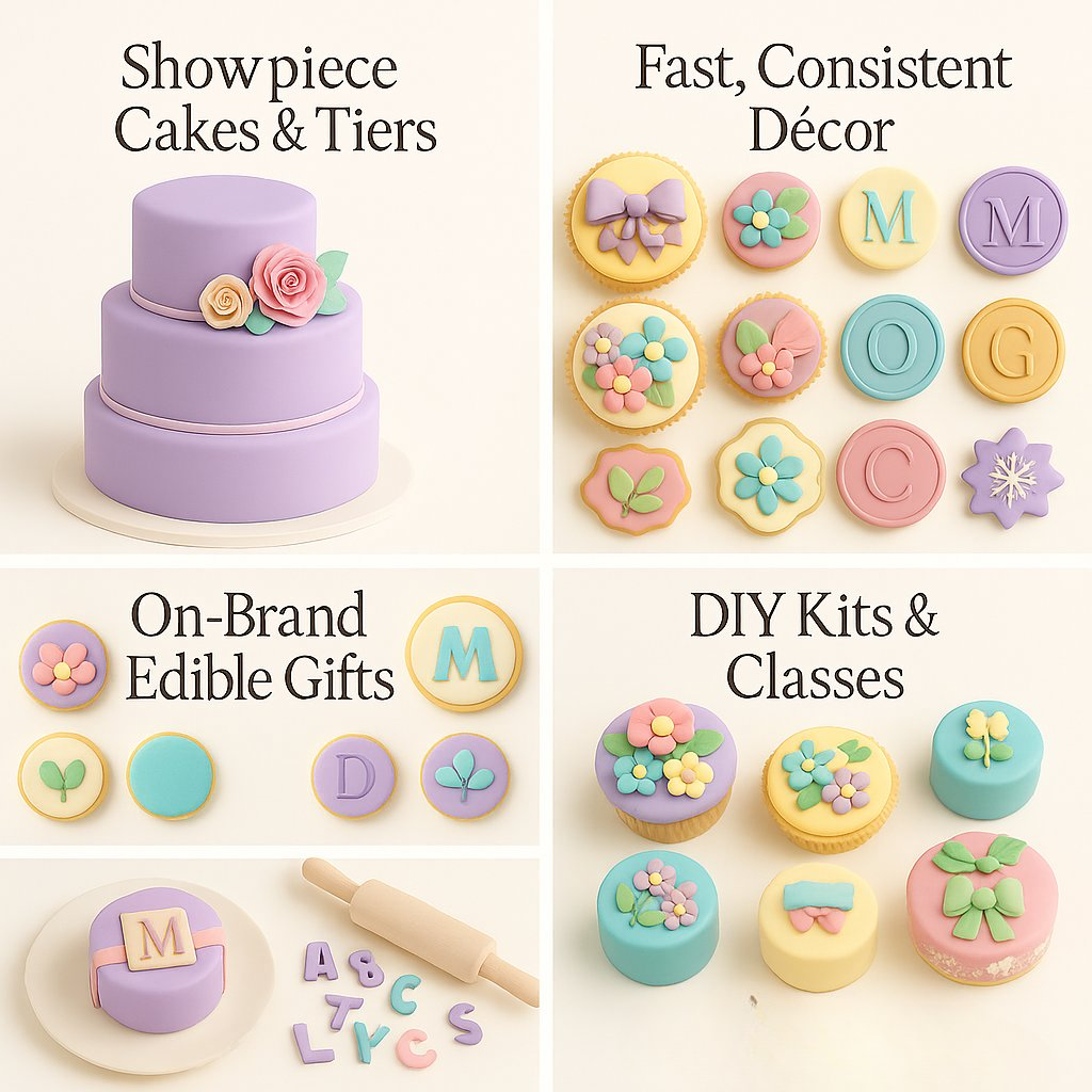 Confect Multipack of Lavender, Electric Blue, Skin and Old Rose Sugarpaste 22 | Grocsy