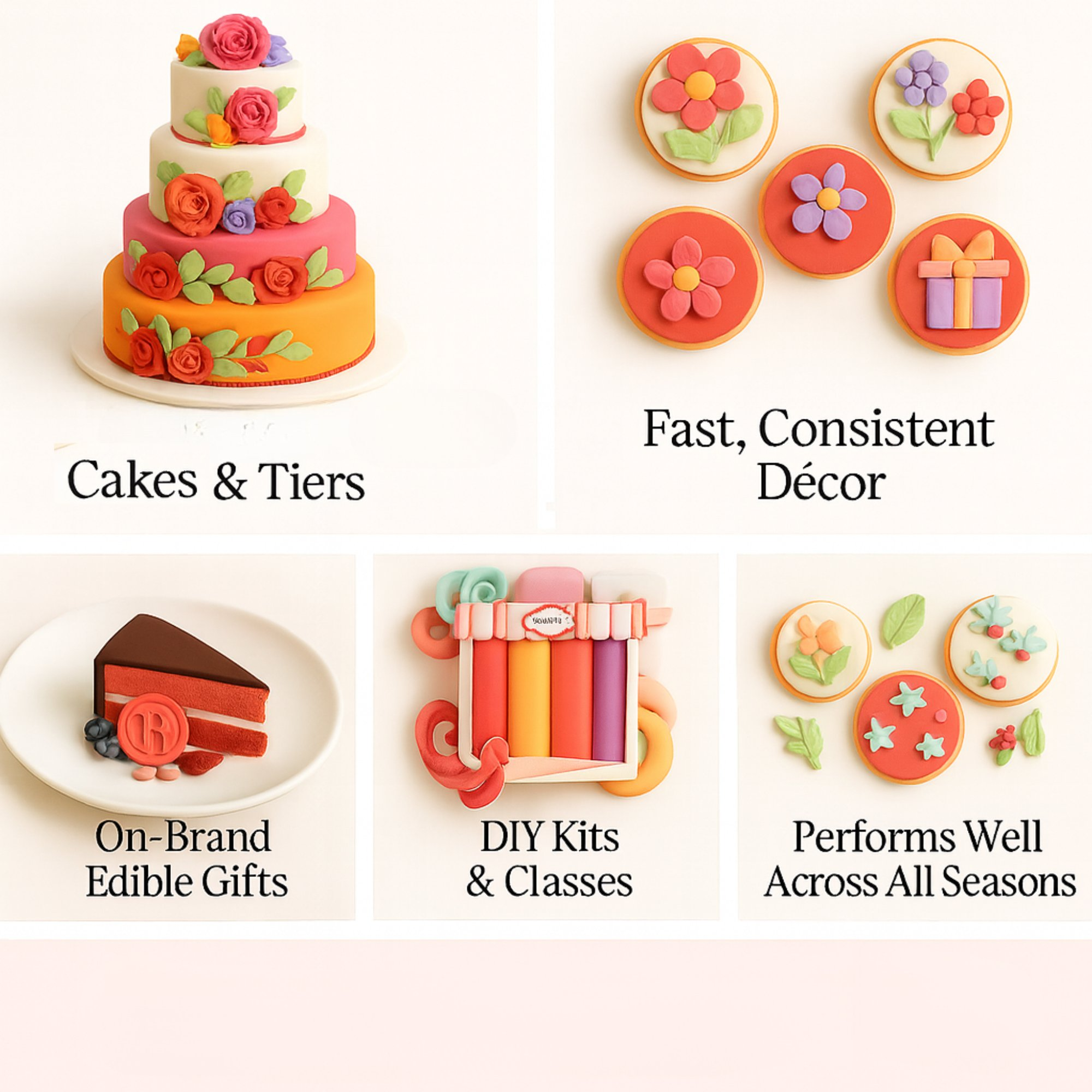 Confect Multipack of Orange, Hot pink, Red and Purple Sugarpaste 13 | Grocsy