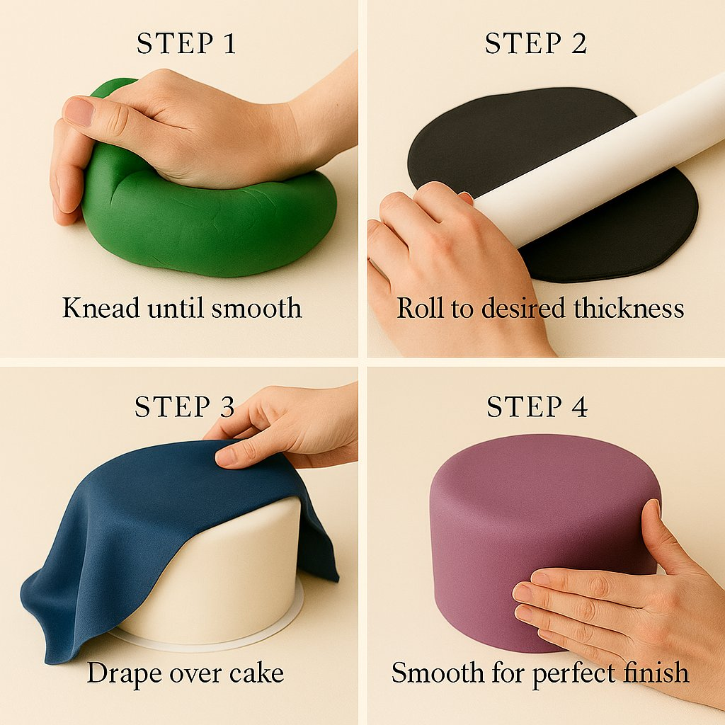 Confect Multipack of Emerald Green, Black, Navy Blue and Purple Sugarpaste 25 | Grocsy