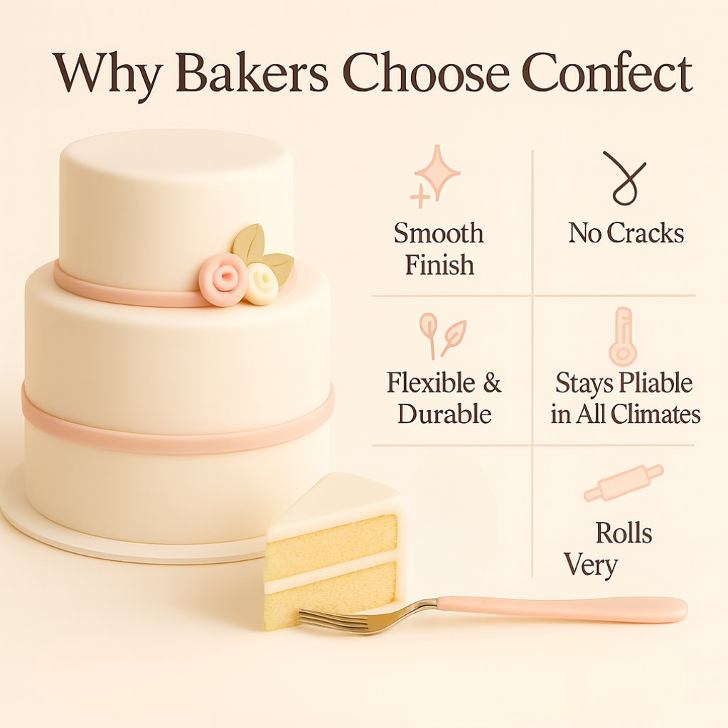 Confect Multipack of Skin, White, Old rose and Ivory Sugarpaste 24 | Grocsy