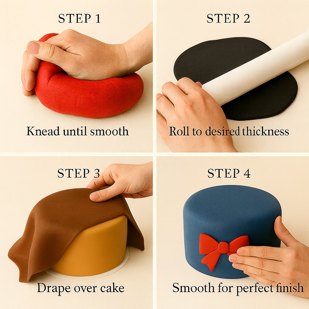 Confect Multipack of Royal Blue, Brown, Black and Red Sugarpaste 20 | Grocsy