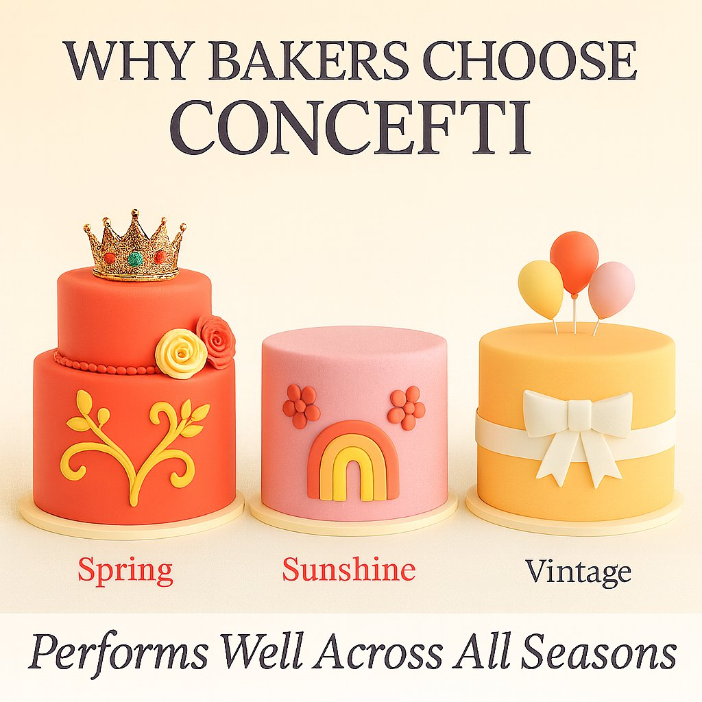 Confect Multipack of Red, yellow, old rose and White Sugarpaste 12 | Grocsy