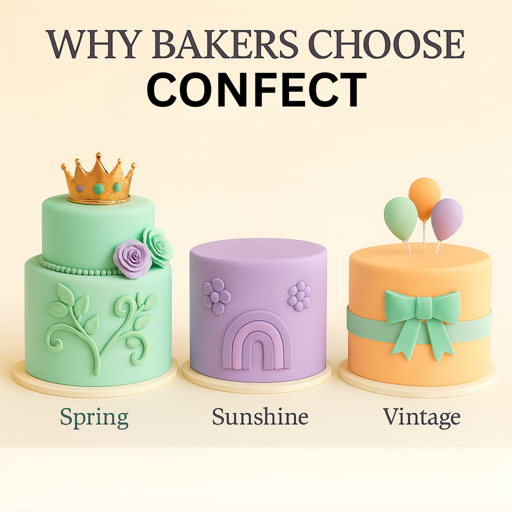 Confect Multipack of Mint green, Baby Blue, Lavender and Peach Sugarpaste 09 | Grocsy