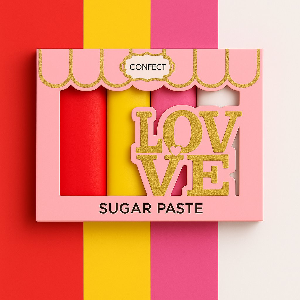 Confect Multipack of Red, yellow, old rose and White Sugarpaste 12 | Grocsy
