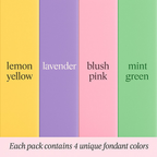 Confect Multipack of Lemon Yellow, Lavender, Blush pink and Mint Green Sugarpaste 01 | Grocsy