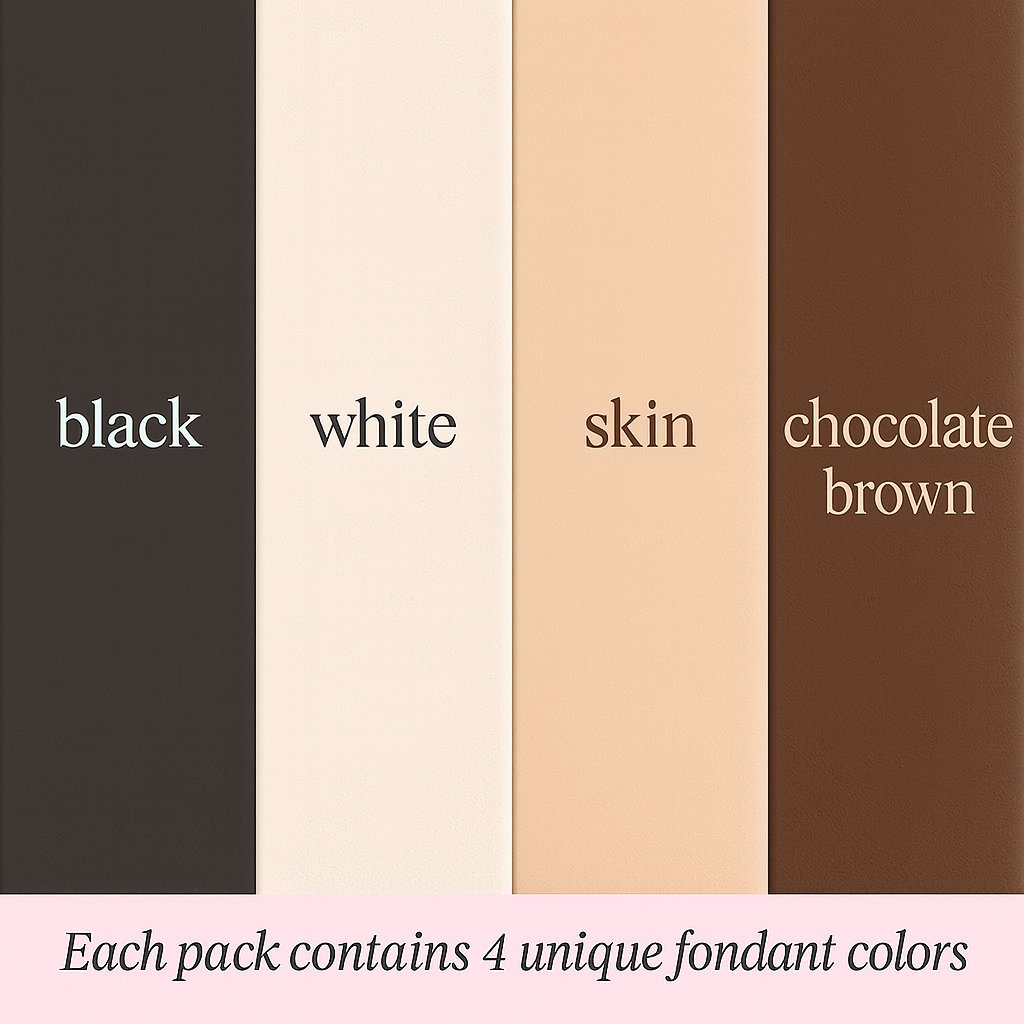Confect Multipack of Black, White, Skin and Brown Sugarpaste 04 | Grocsy