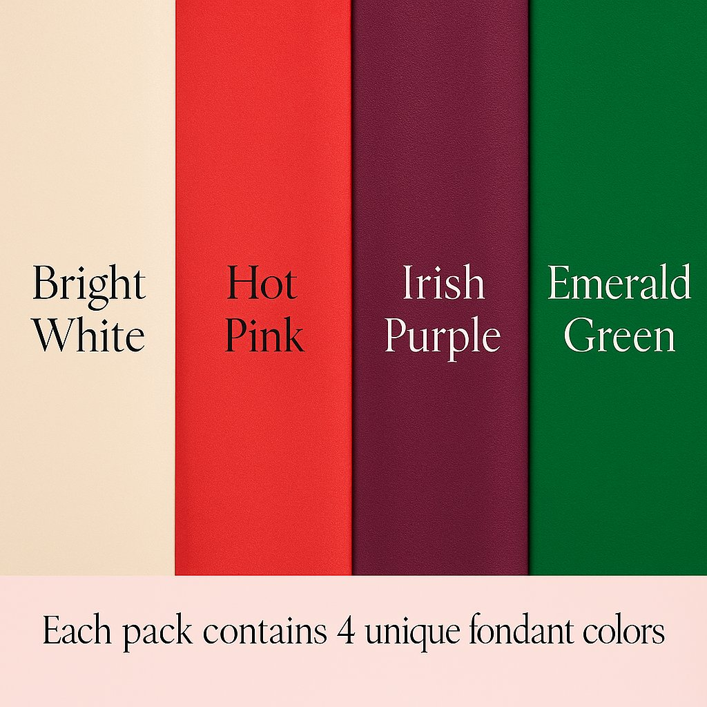 Confect Multipack of White, Hot pink, purple and Emerald green Sugarpaste 17 | Grocsy