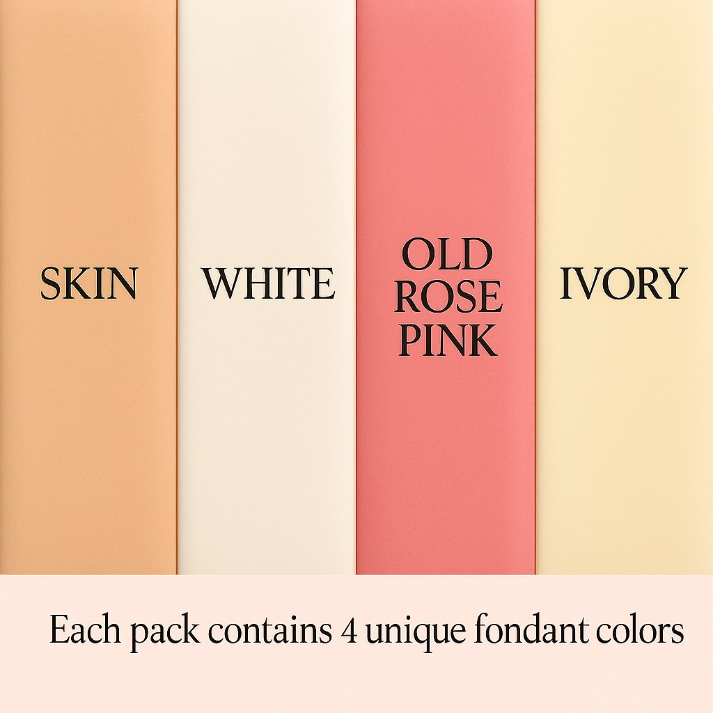 Confect Multipack of Skin, White, Old rose and Ivory Sugarpaste 24 | Grocsy