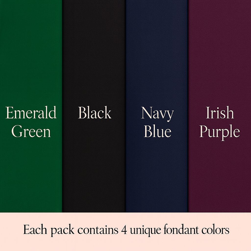 Confect Multipack of Emerald Green, Black, Navy Blue and Purple Sugarpaste 25 | Grocsy