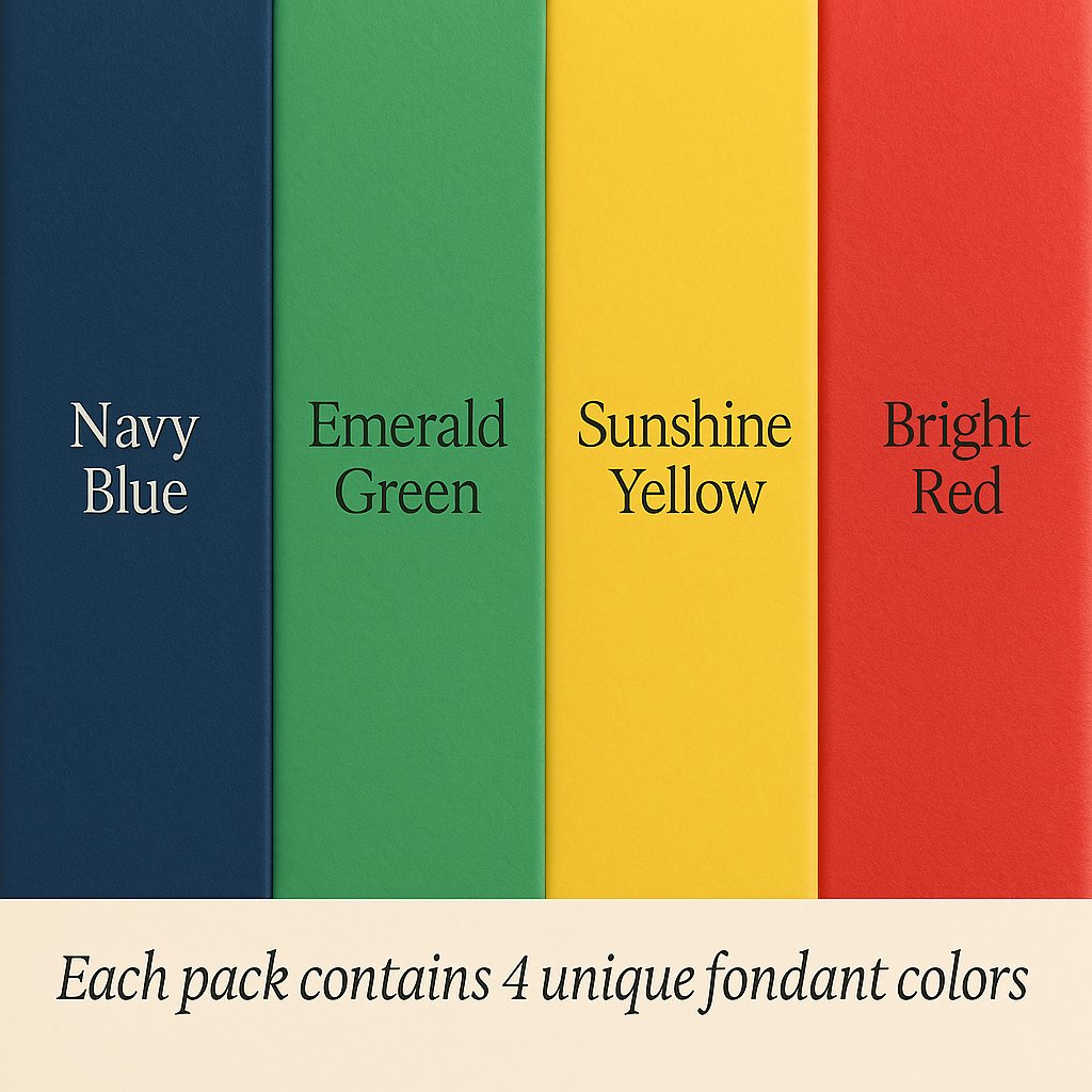 Confect Multipack of Navy Blue, Emerald Green, Yellow and Red Sugarpaste 14 | Grocsy