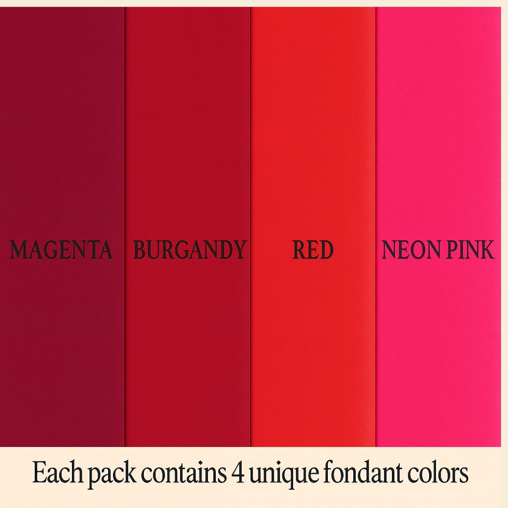 Confect Multipack of Magenta, Burgundy, Red and Neon Pink Sugarpaste 30 | Grocsy