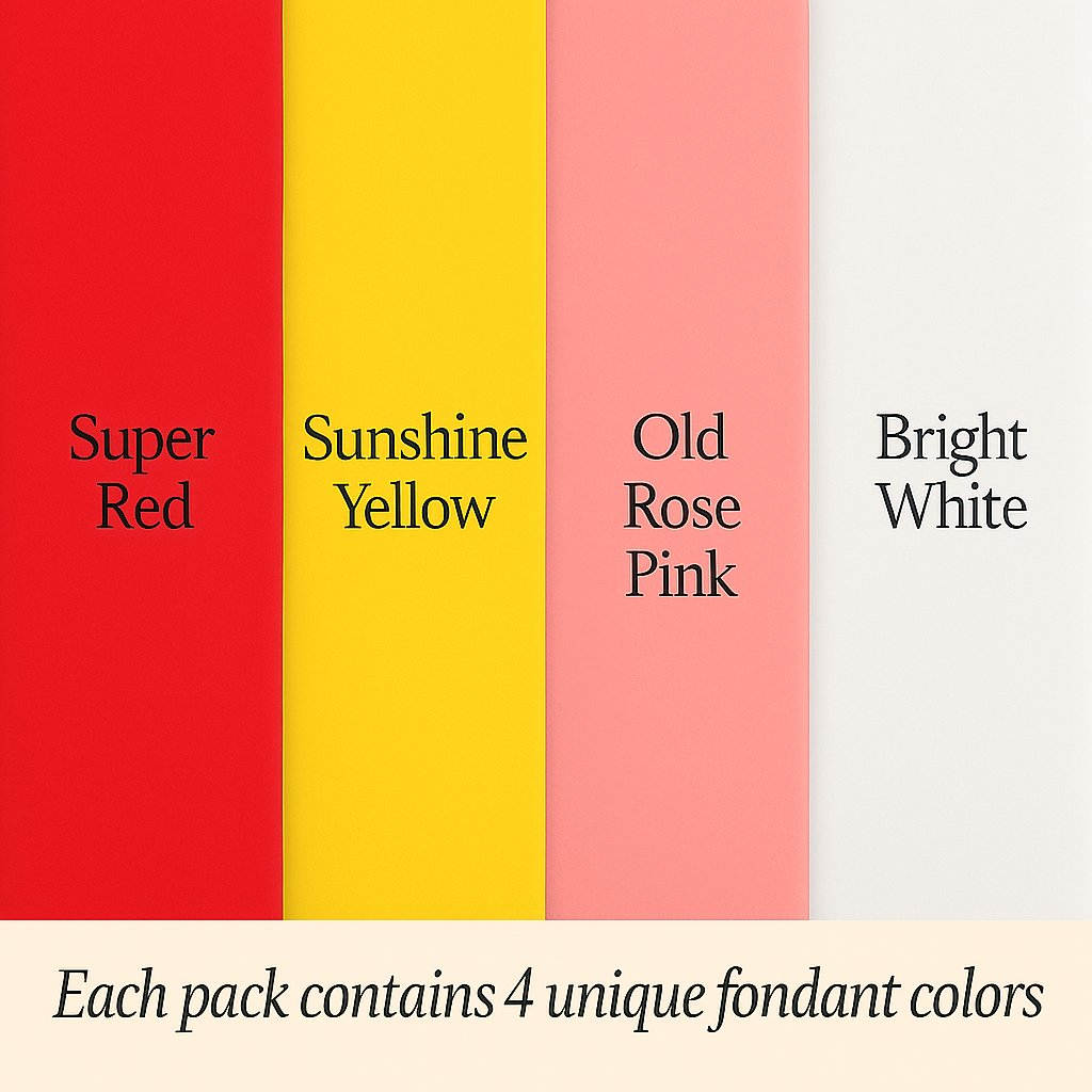 Confect Multipack of Red, yellow, old rose and White Sugarpaste 12 | Grocsy
