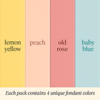 Confect Multipack of Lemon Yellow, Peach, Old rose and Baby Blue Sugarpaste 02 | Grocsy