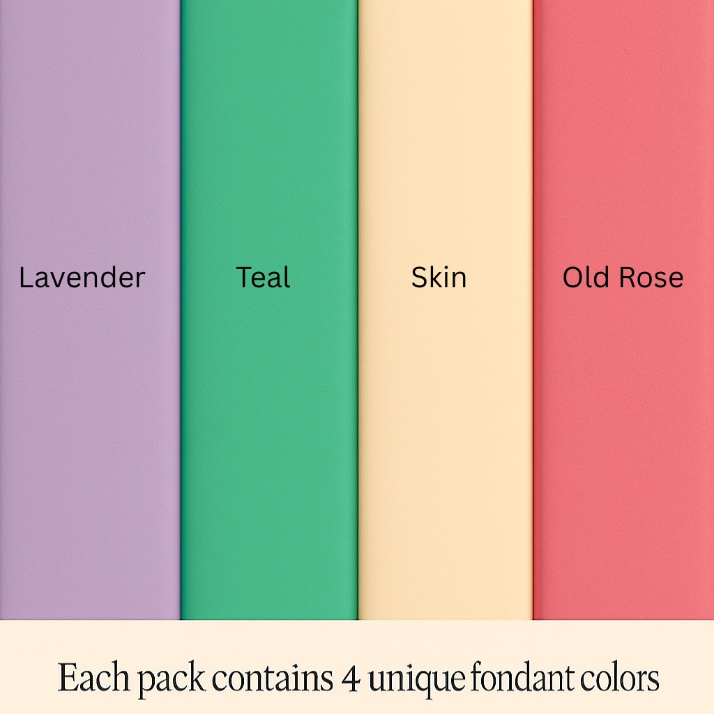 Confect Multipack of Lavender, Electric Blue, Skin and Old Rose Sugarpaste 22 | Grocsy