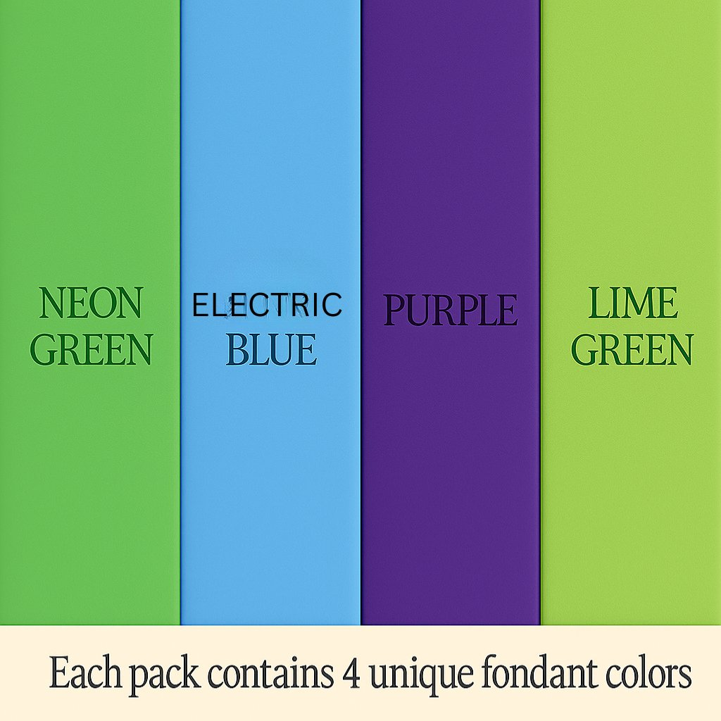 Confect Multipack of Neon Green, Electric Blue, Electric Purple and Lime Green Sugarpaste 03 | Grocsy