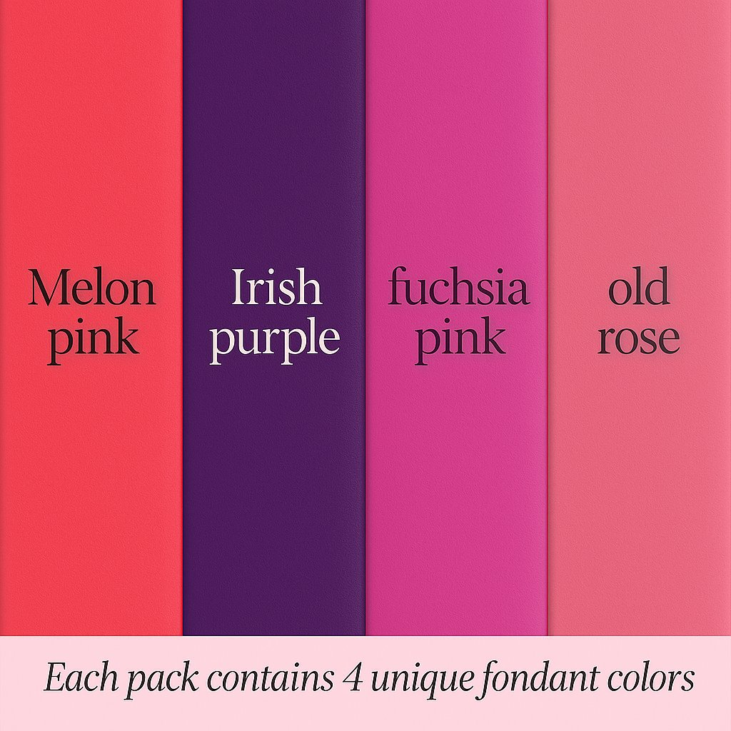 Confect Multipack of Melon Pink, Purple, Fuschia Pink and Old rose Sugarpaste 06 | Grocsy