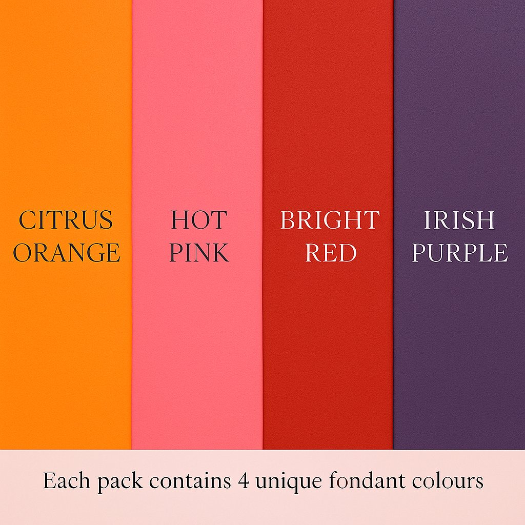 Confect Multipack of Orange, Hot pink, Red and Purple Sugarpaste 13 | Grocsy