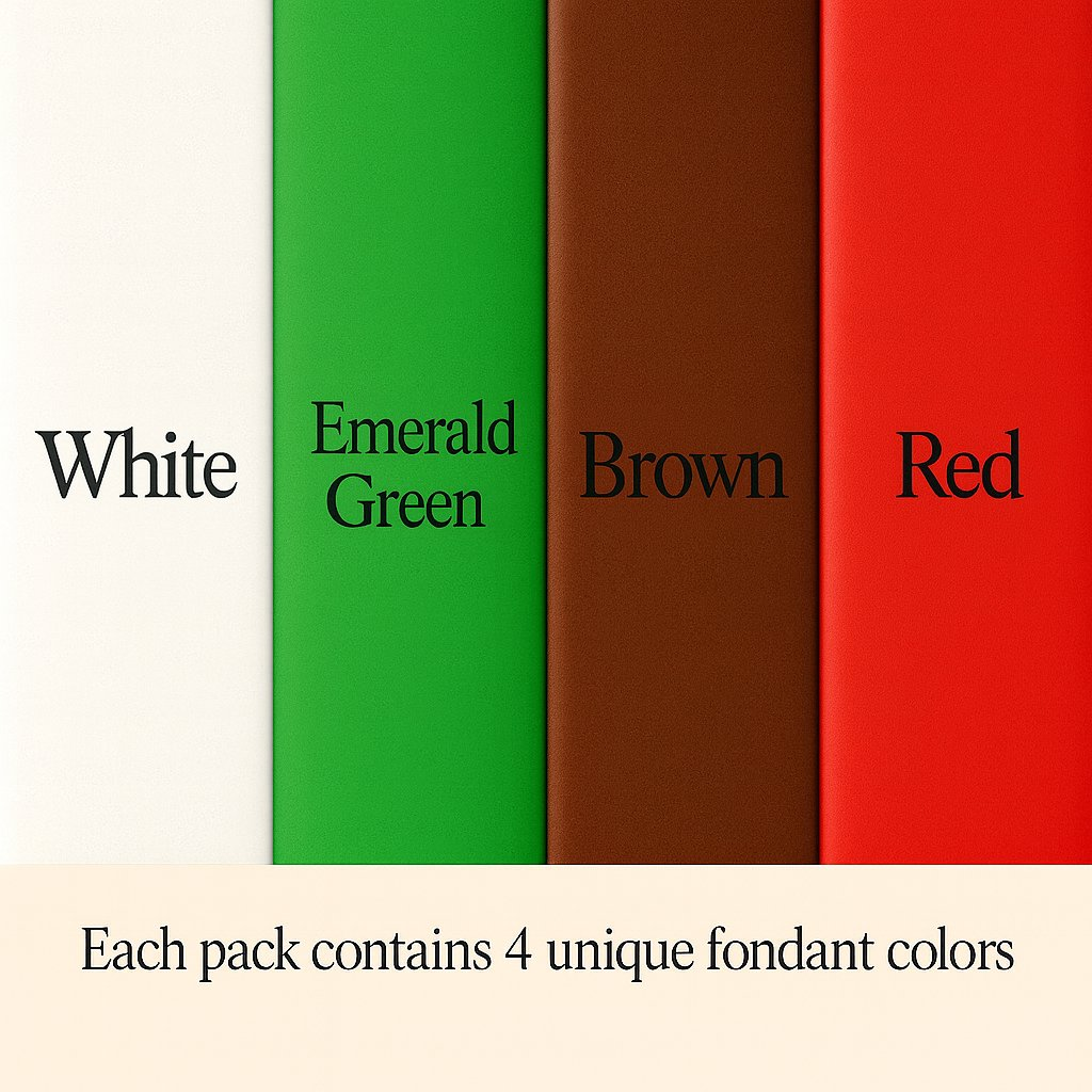 Confect Multipack of White, Emerald Green, Brown and Red Sugarpaste 19 | Grocsy
