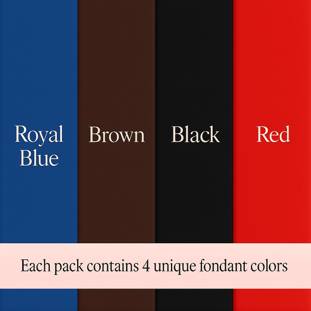 Confect Multipack of Royal Blue, Brown, Black and Red Sugarpaste 20 | Grocsy