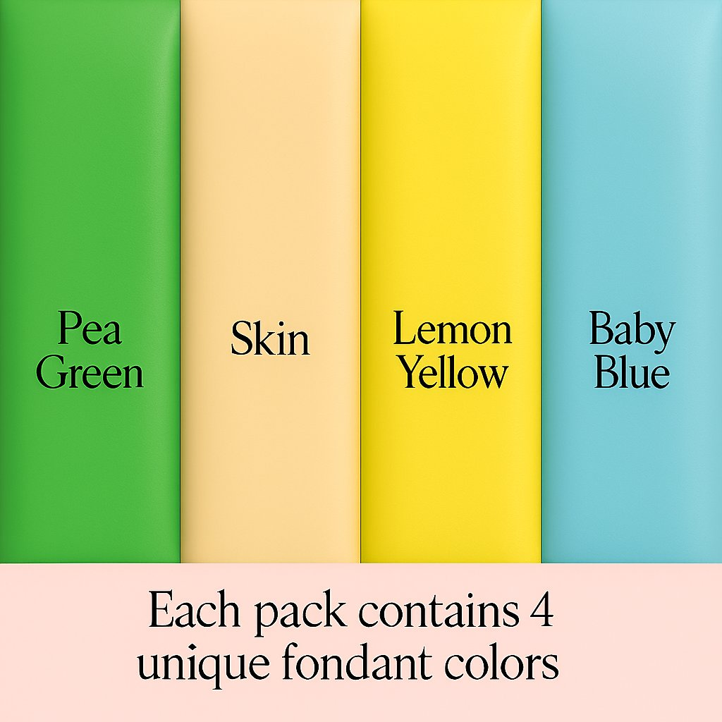Confect Multipack of Pea Green, Skin, Lemon Yellow and Baby Blue Sugarpaste 29 | Grocsy