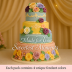 Confect Multipack of Lemon Yellow, Peach, Old rose and Baby Blue Sugarpaste 02 | Grocsy